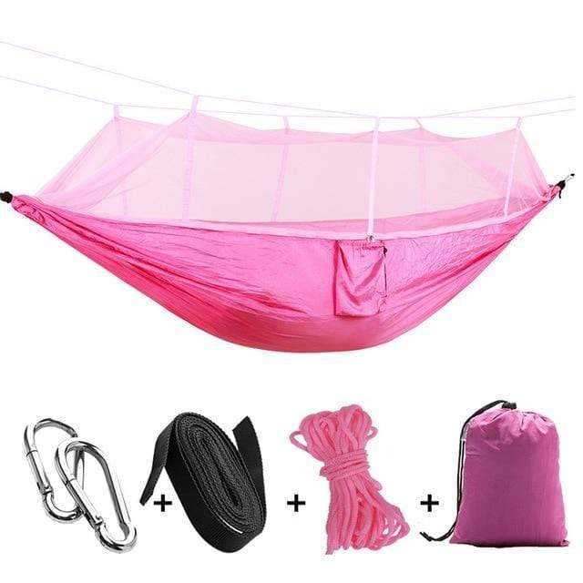 Survival Gears Depot Camping Hammock Pink with mesh Outdoor Portable Camping/Garden Hammock with Mosquito Net