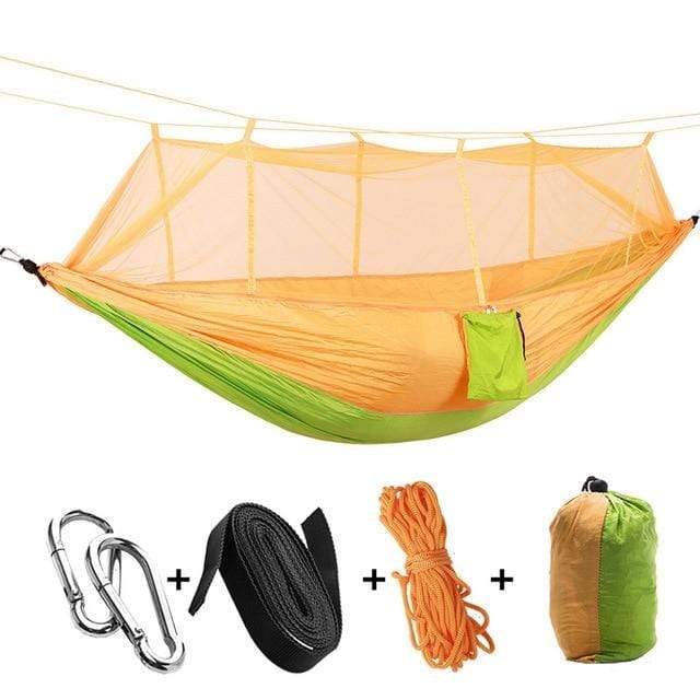 Survival Gears Depot Camping Hammock Yellow Green with mesh Outdoor Portable Camping/Garden Hammock with Mosquito Net