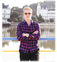 Thumbnail for Survival Gears Depot Casual Shirts Violet / M Outdoor Plaid Long Sleeve
