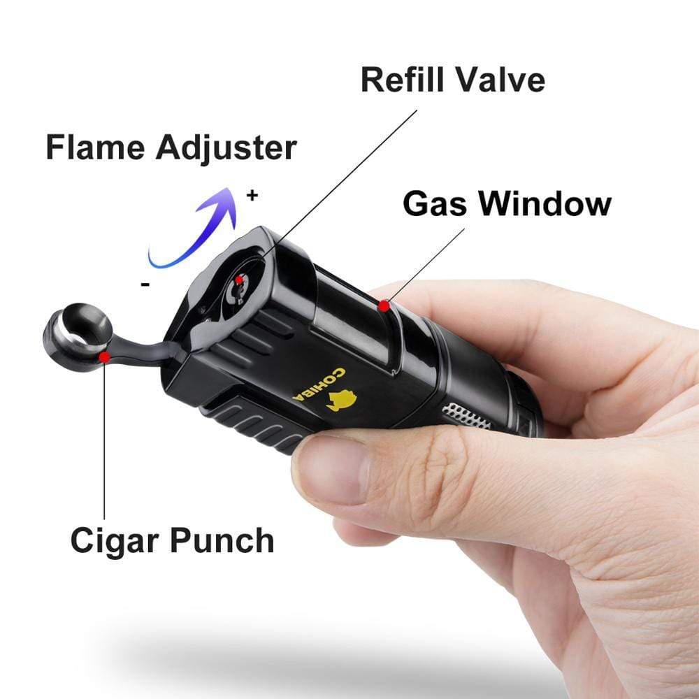 Survival Gears Depot Cigar Accessories Portable 4 Torch Jet Flame Gas Lighter