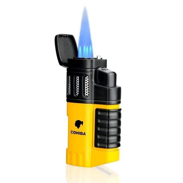 Survival Gears Depot Cigar Accessories Yellow ( Buy 1 @ 35% Discount) Portable 4 Torch Jet Flame Gas Lighter