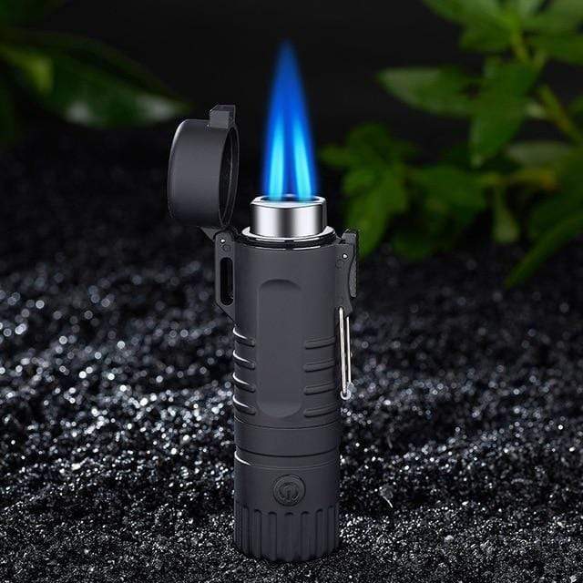 Survival Gears Depot Cigarette Accessories Black Portable Metal Jet Butane Outdoor Lighter