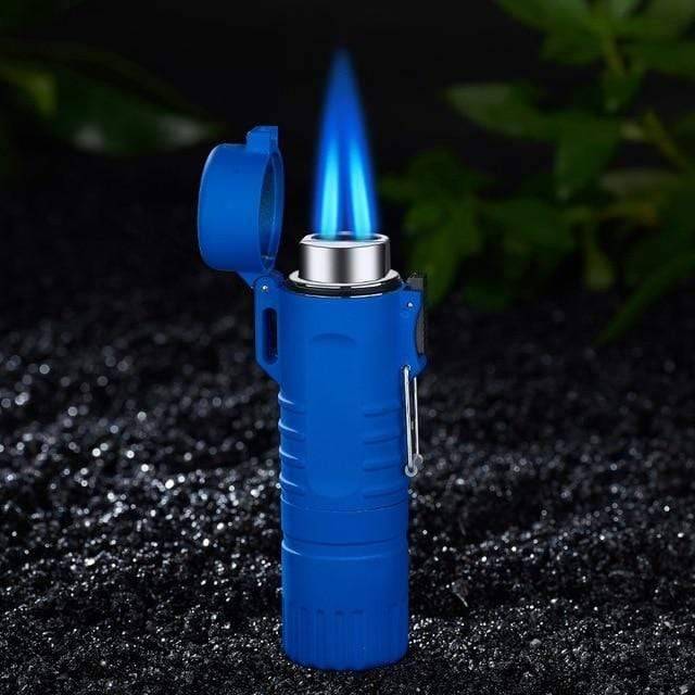 Survival Gears Depot Cigarette Accessories Blue Portable Metal Jet Butane Outdoor Lighter