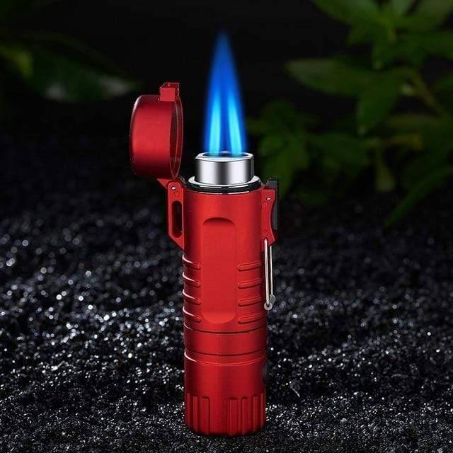 Survival Gears Depot Cigarette Accessories Red Portable Metal Jet Butane Outdoor Lighter