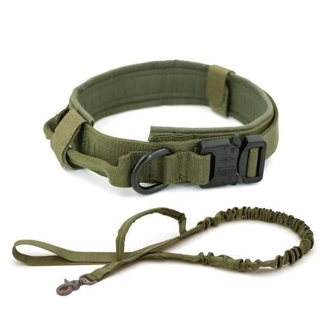 Survival Gears Depot Collars Green Set / M (34-42cm) Adjustable Tactical Collar & Leash Set