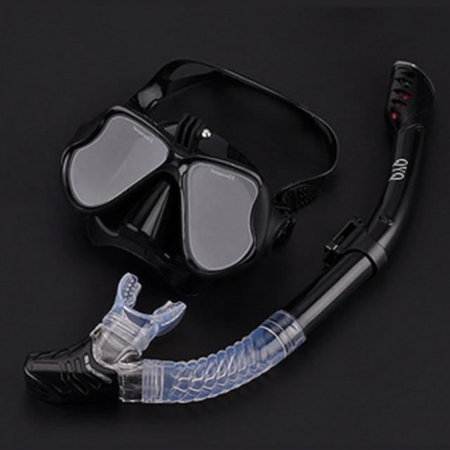 Survival Gears Depot Diving Masks Black Snorkeling Mask Snorkel Tube Set