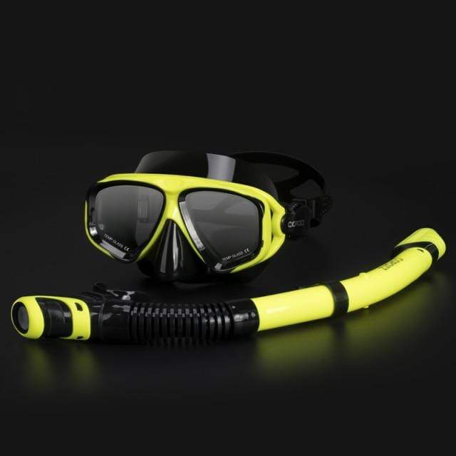 Survival Gears Depot Diving Masks Yellow Anti Fog Goggles with Snorkel