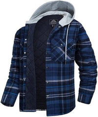 Thumbnail for Survival Gears Depot Dress Shirts Blue Gray / CN M (US S) Long Sleeve Quilted Lined Plaid Coat