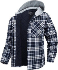 Thumbnail for Survival Gears Depot Dress Shirts Navy / CN M (US S) Long Sleeve Quilted Lined Plaid Coat