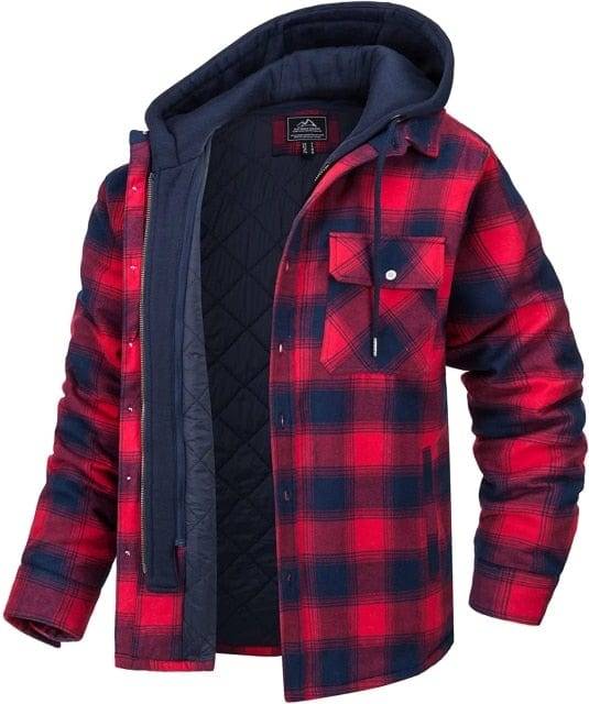 Survival Gears Depot Dress Shirts Red / S Quilted Lined Flannel Shirt Jacket