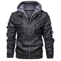 Thumbnail for Survival Gears Depot Faux Leather Coats Black With Hood / S Casual Biker Leather Jacket