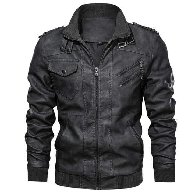 Survival Gears Depot Faux Leather Coats Black Without Hood / S Casual Biker Leather Jacket