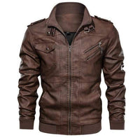 Thumbnail for Survival Gears Depot Faux Leather Coats Brown Without Hood / S Casual Biker Leather Jacket