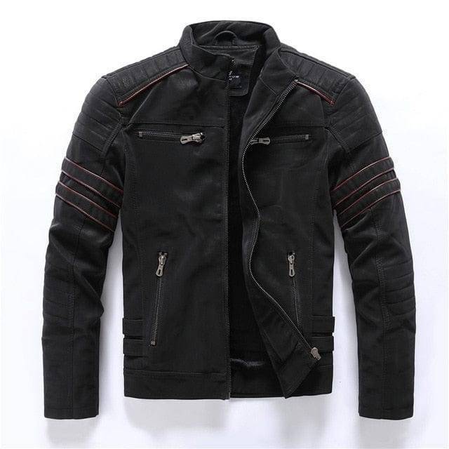 Survival Gears Depot Faux Leather Coats KH8809A Black / XS Inner Fleece PU Faux Leather Jacket