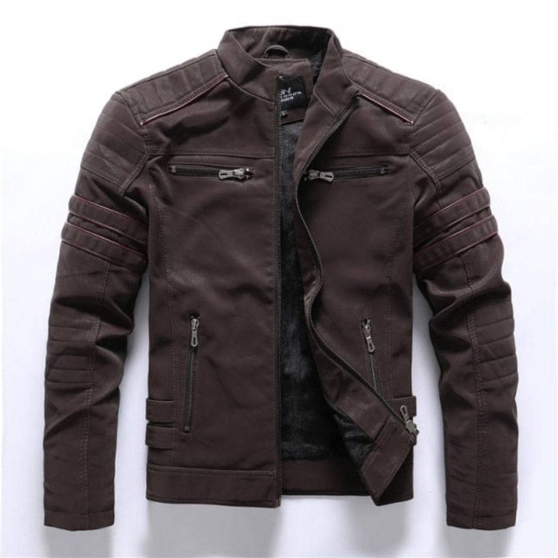 Survival Gears Depot Faux Leather Coats KH8809A Coffee / XS Inner Fleece PU Faux Leather Jacket