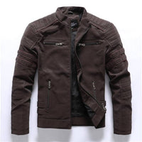 Thumbnail for Survival Gears Depot Faux Leather Coats KH8809A Coffee / XS Inner Fleece PU Faux Leather Jacket