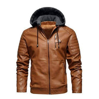 Thumbnail for Survival Gears Depot Faux Leather Coats Khaki Hoodie / S Lincoln Tactical Leather Jacket