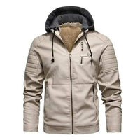 Thumbnail for Survival Gears Depot Faux Leather Coats White Hoodie / S Lincoln Tactical Leather Jacket