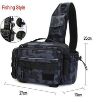 Thumbnail for Survival Gears Depot Fishing Bags Black Camo Fishing Single Shoulder Tackle Bag