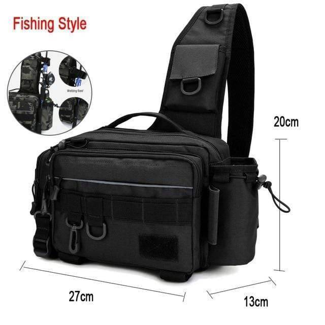 Survival Gears Depot Fishing Bags Black Fishing Single Shoulder Tackle Bag