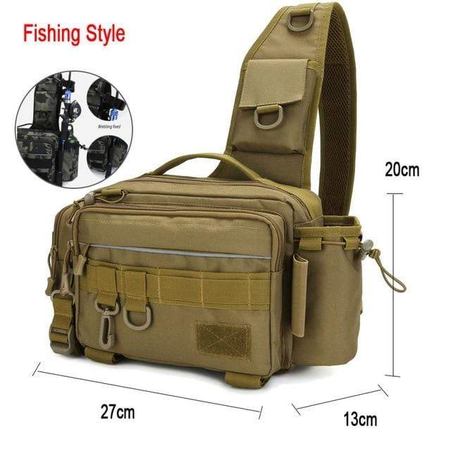 Survival Gears Depot Fishing Bags Khaki Fishing Single Shoulder Tackle Bag