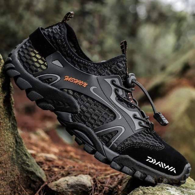 Fishing Shoes for Men | Breathable, Anti Slip & Waterproof | for Travel, Climbing, Outdoor | Survival Gears Depot, Black / 42