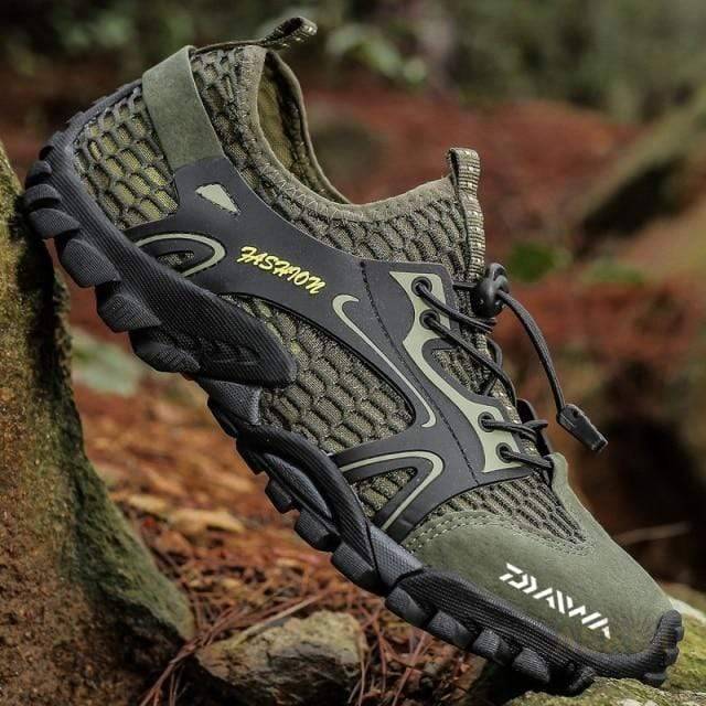 Fishing Shoes for Men | Breathable, Anti Slip & Waterproof | for Travel, Climbing, Outdoor | Survival Gears Depot, Green / 39