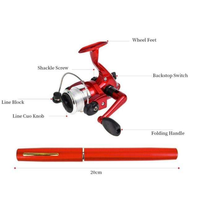 Survival Gears Depot Fishing Rods Red Portable Pen-type Fishing Rod