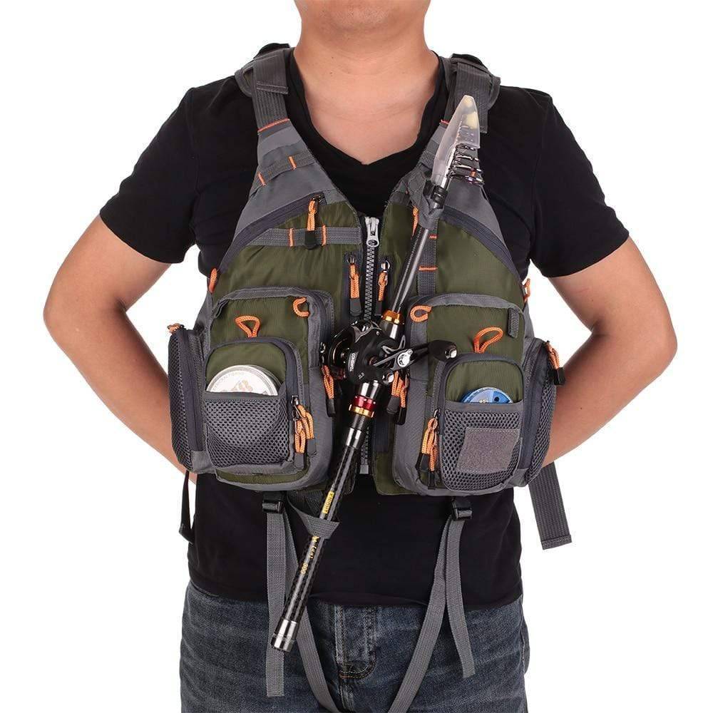 zxppgo Outdoor sport fly fishing vest men breathable swimming jacket waistcoat survival utility quick dry vest fishing life vest Gy
