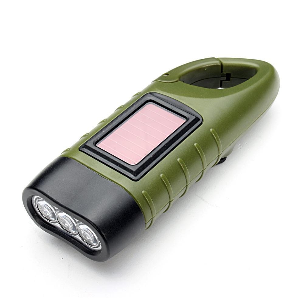 Survival Gears Depot Flashlight Emergency Rechargeable Hand Crank Dynamo Solar LED Flashlight