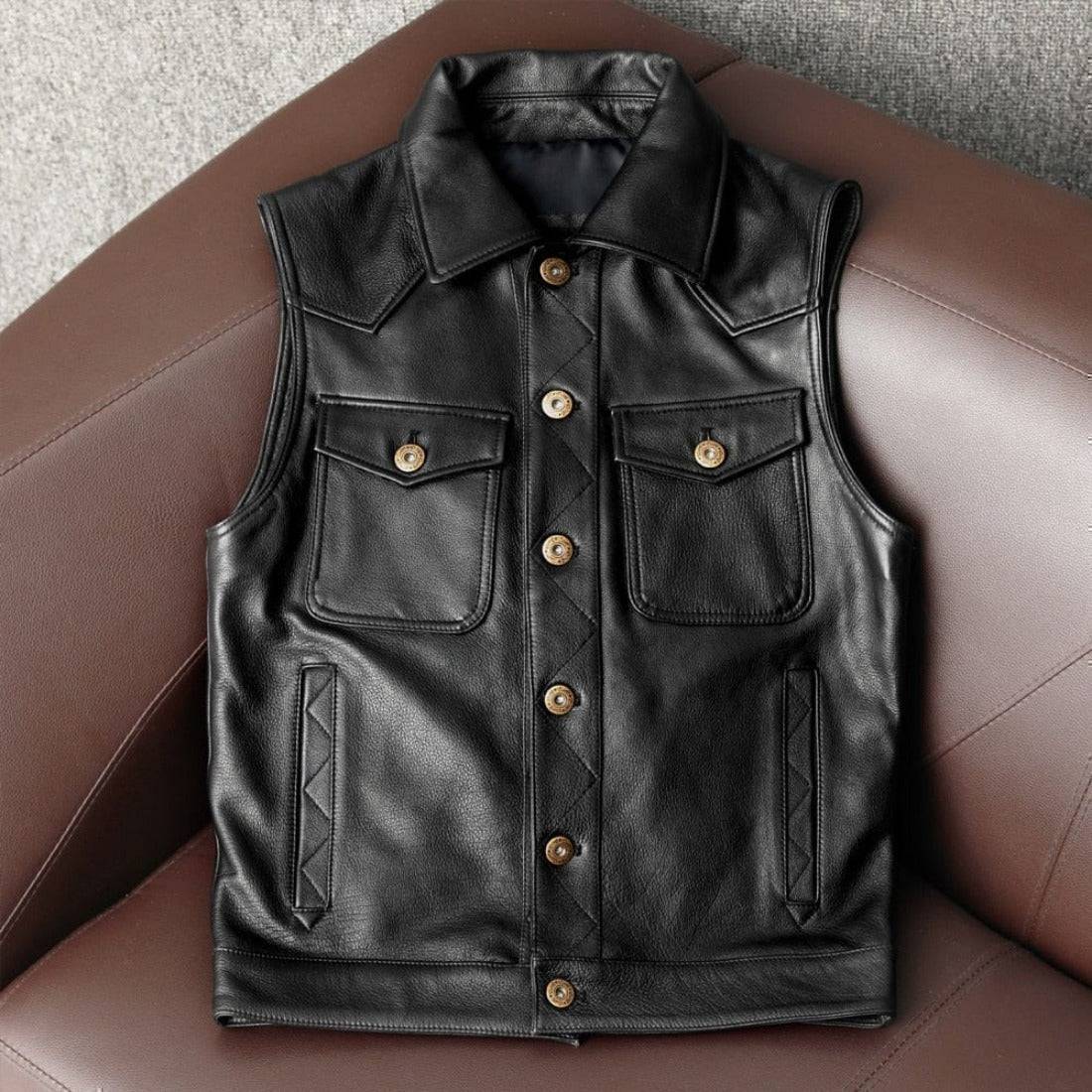 Classic Motor Rider cowhide vest for bikers4