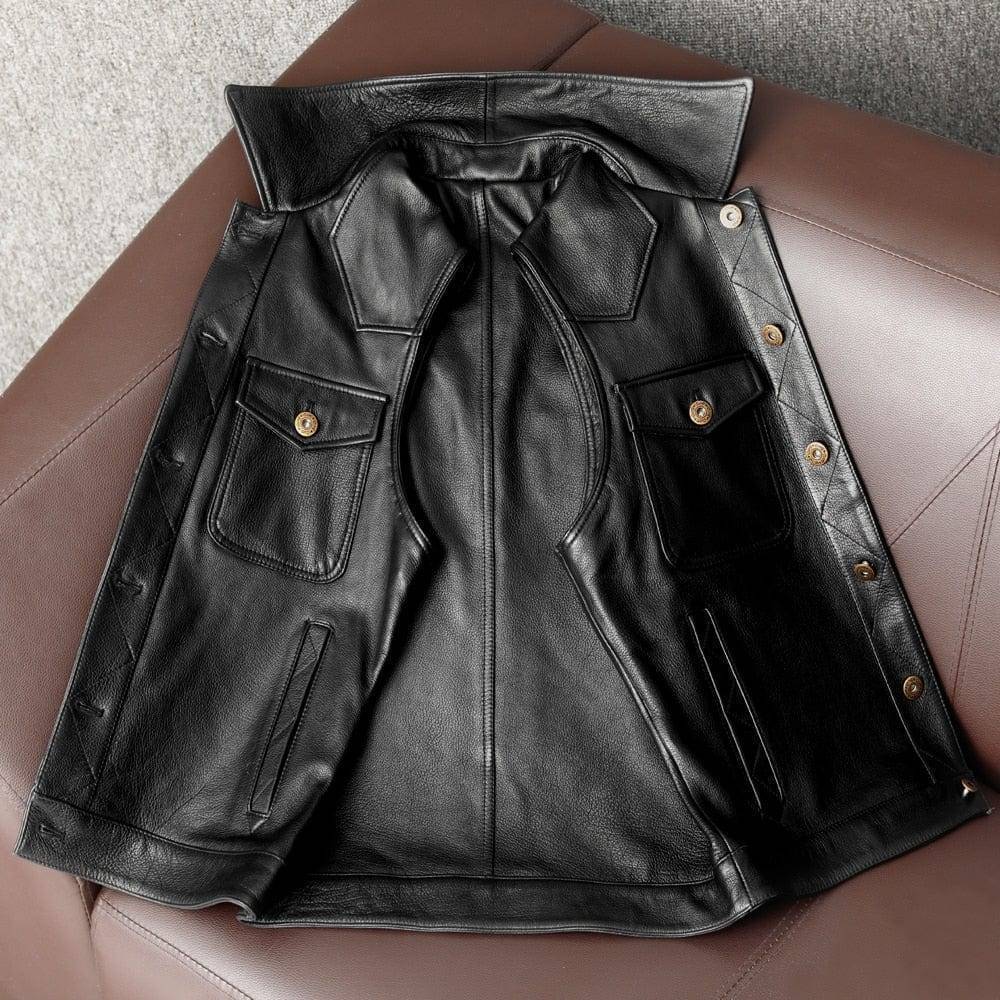 Classic Motor Rider cowhide vest for bikers0
