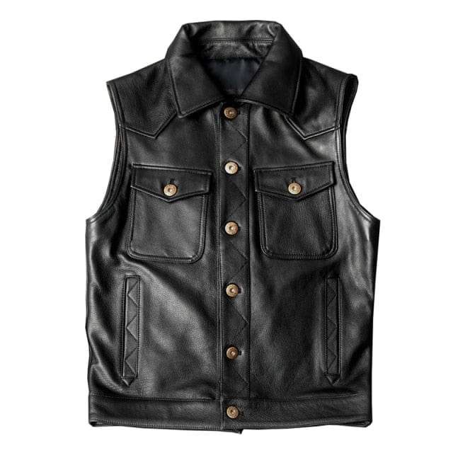 Survival Gears Depot Genuine Leather Coats Classic Motor Rider Cowhide Vest