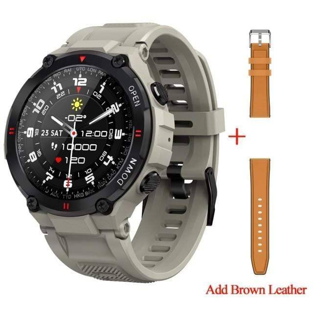 Wiio Gray Add brown leather Smart Watch Fitness Tracker