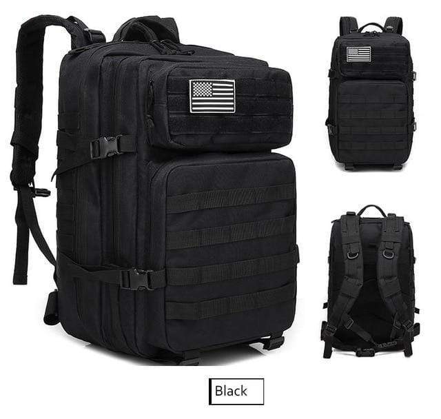 Survival Gears Depot Hiking Bags Black 45L Military Molle Backpack Tactical Waterproof Rucksack