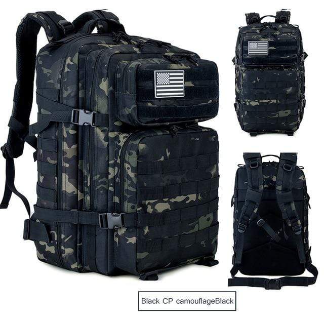 Survival Gears Depot Hiking Bags Black CP 45L Military Molle Backpack Tactical Waterproof Rucksack