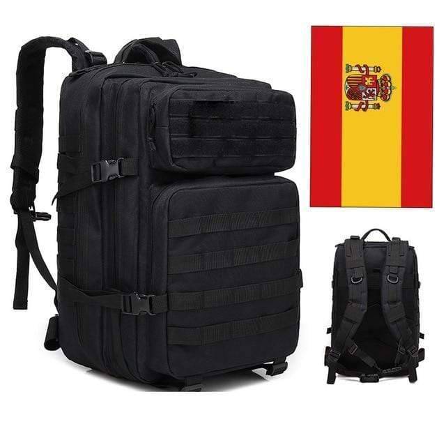 Survival Gears Depot Hiking Bags Black Spanish flag 45L Military Molle Backpack Tactical Waterproof Rucksack
