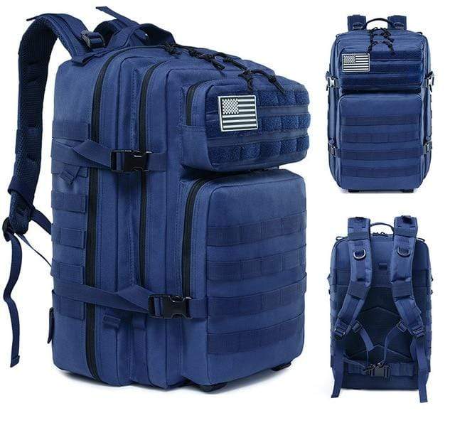 Survival Gears Depot Hiking Bags Blue 45L Military Molle Backpack Tactical Waterproof Rucksack