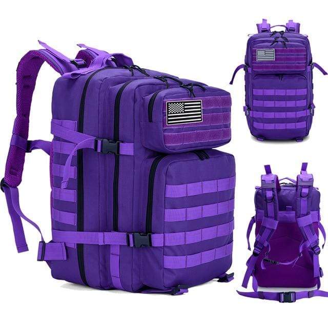 Survival Gears Depot Hiking Bags Purple 45L Military Molle Backpack Tactical Waterproof Rucksack