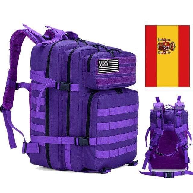 Survival Gears Depot Hiking Bags Purple Spanish flag 45L Military Molle Backpack Tactical Waterproof Rucksack
