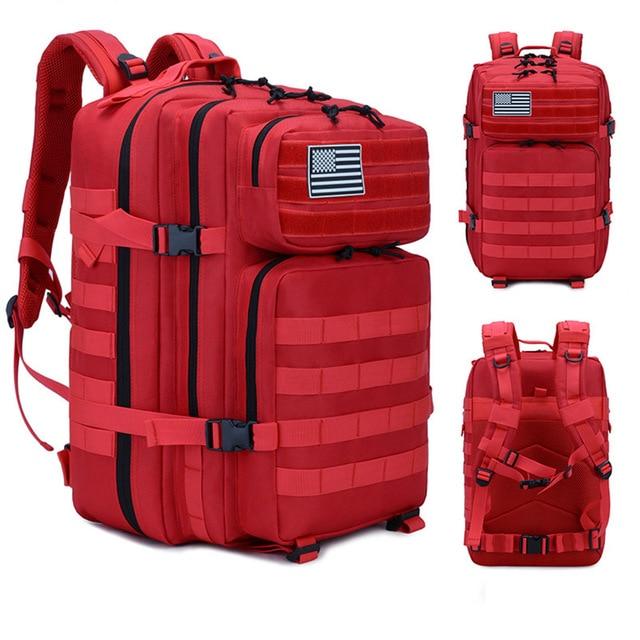 Survival Gears Depot Hiking Bags Red 45L Military Molle Backpack Tactical Waterproof Rucksack