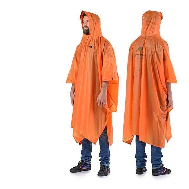 Survival Gears Depot Hiking Jackets 20D Orange Multifunction Poncho Raincoat