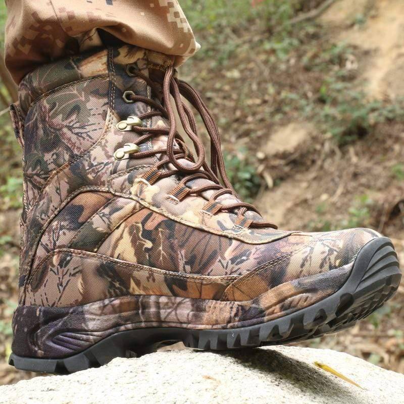 Camouflage hunting tactical boots among various outdoor, survival, hiking, camping, cycling, mountaineering, and hunting gears0