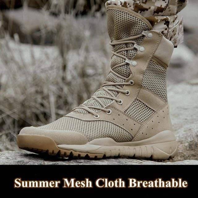 Survival Gears Depot Hiking Shoes Khaki Mesh / 35 Lightweight Climbing Training Tactical Boots