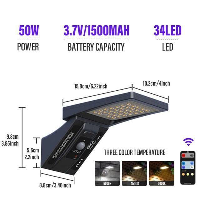 Moesdal Official Store Home 50W-Remote control / China Powerful Waterproof Led Outdoor Solar Street Lamp