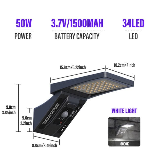 Moesdal Official Store Home 50W-White light / China Powerful Waterproof Led Outdoor Solar Street Lamp