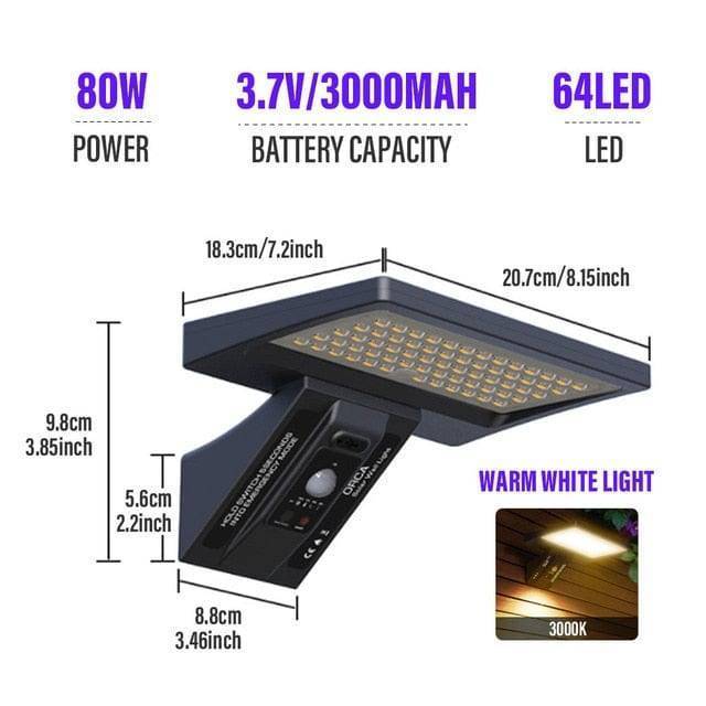 Moesdal Official Store Home 80W-Warm White light / China Powerful Waterproof Led Outdoor Solar Street Lamp