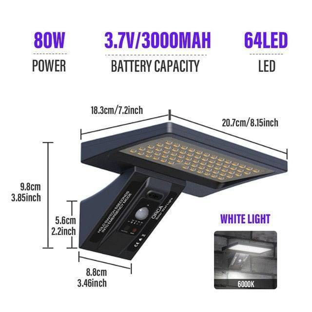 Moesdal Official Store Home 80W-White light / China Powerful Waterproof Led Outdoor Solar Street Lamp