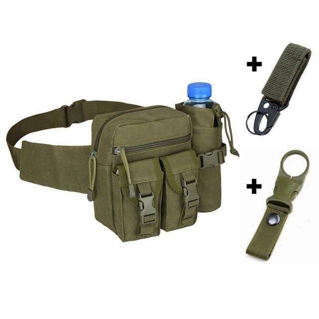 Survival Gears Depot Hunting Bags Green and hooks Tactical Hiking Water Bottle Phone Pouch