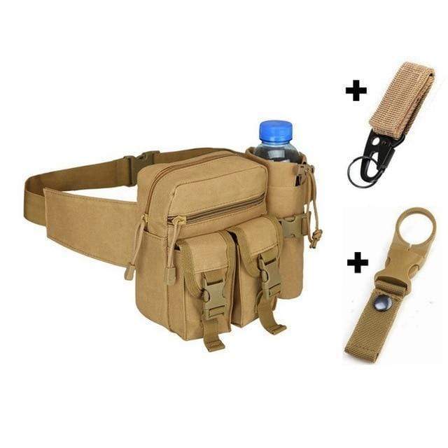 Survival Gears Depot Hunting Bags Khaki and hooks Tactical Hiking Water Bottle Phone Pouch